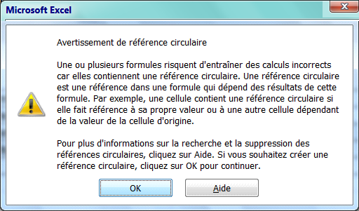 Avertissement de Référence circulaire